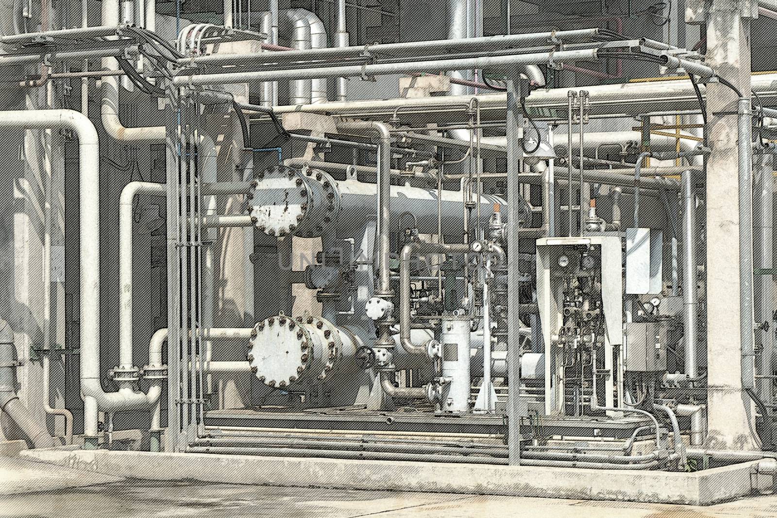 Sketch of the pipe in the Refinery industry by pkproject