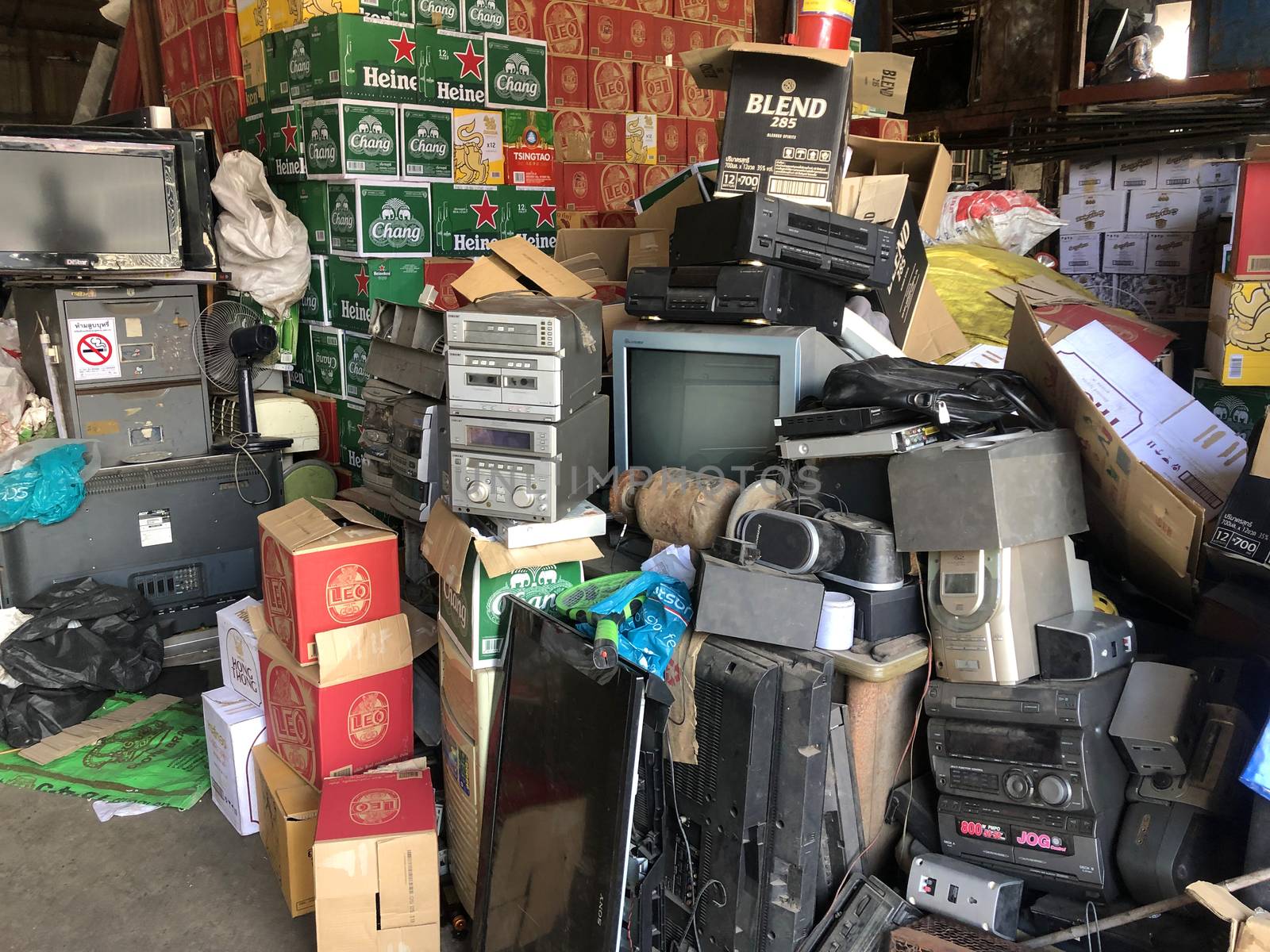 Bangkok/Thailand - June 22,2019 : The shop to buy waste from Thailand can make a lot of money for the owner.
