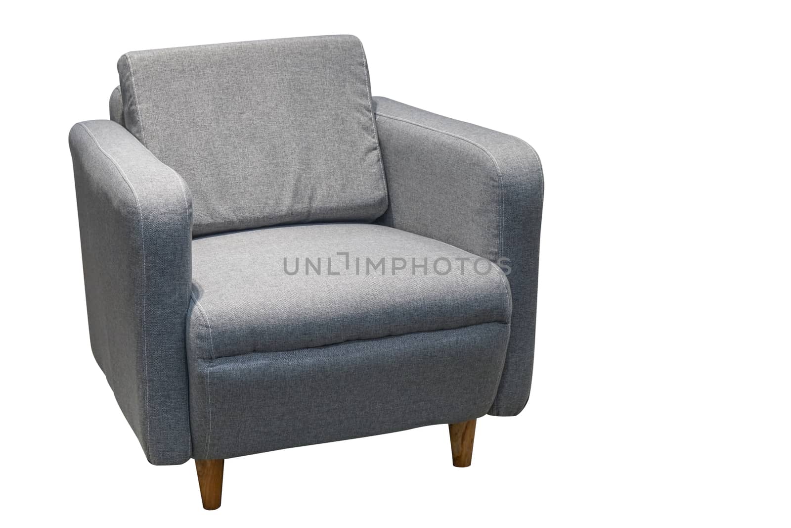 Gray single sofa in modern style isolated on white by pkproject