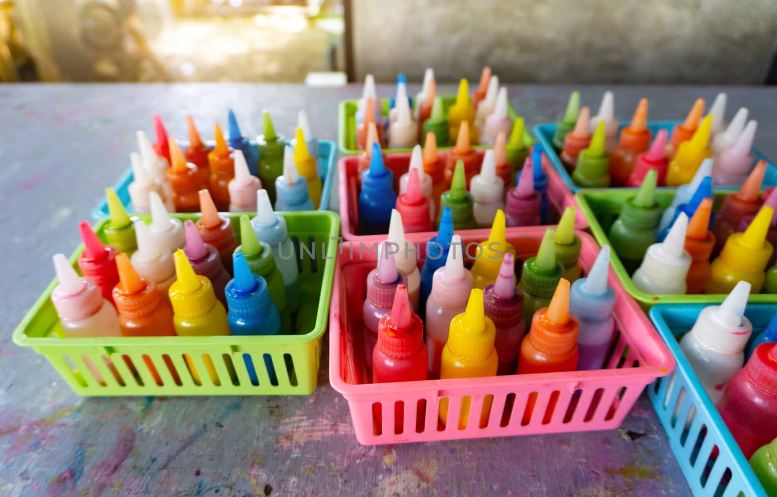 Colorful plastic colors for children To play and draw picture by pkproject