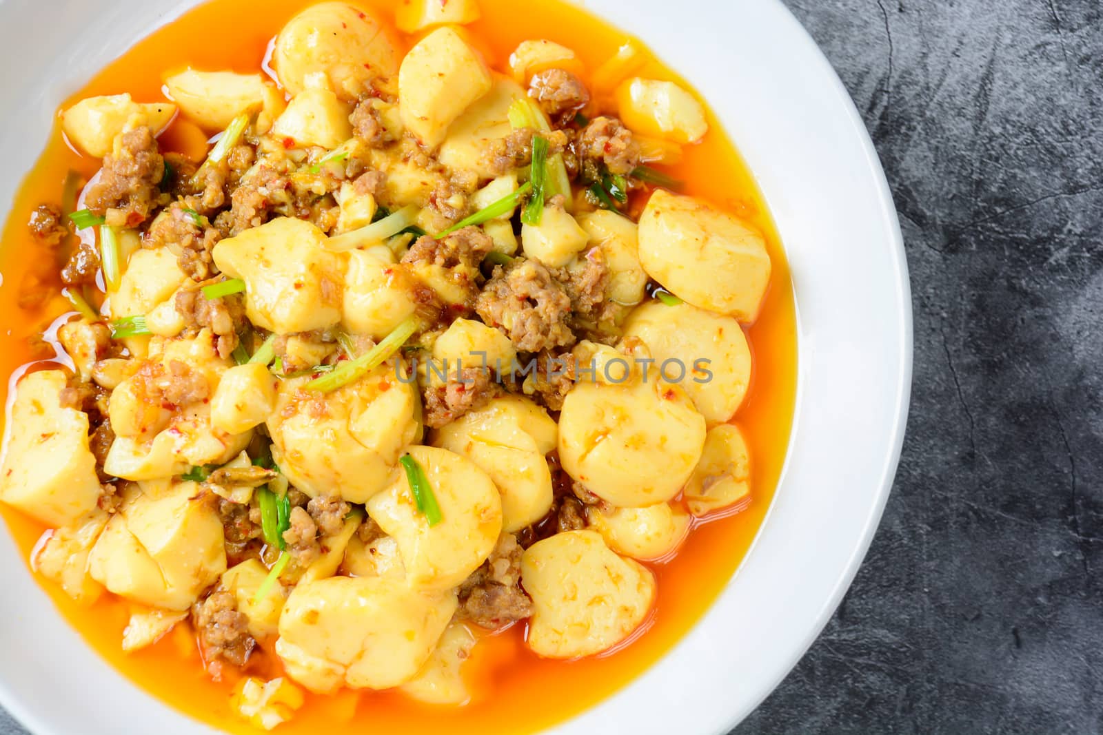 Mapo Tofu, popular Chinese dish.  The classic recipe consists of by yuiyuize