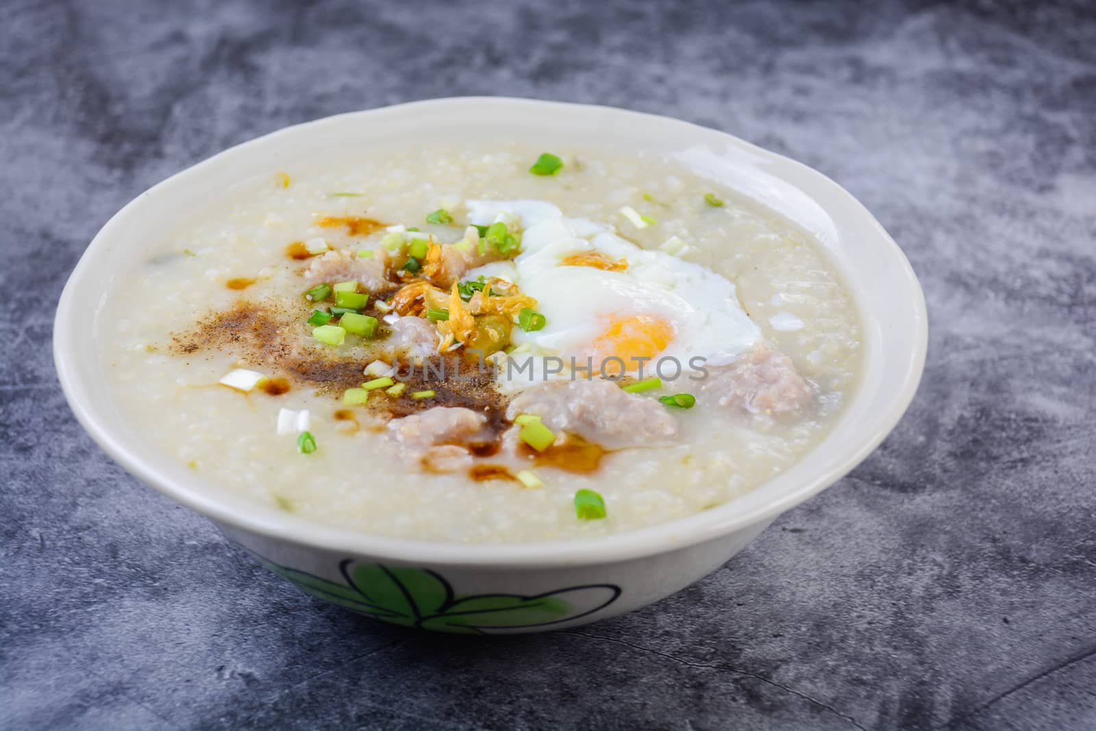 Congee, Rice porridge with minced pork, boiled egg, great for br by yuiyuize