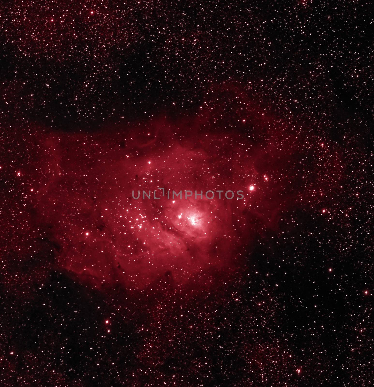 Lagoon nebula M8 Messier in constellation Sagittarius in Hydrogen Alpha filters processing