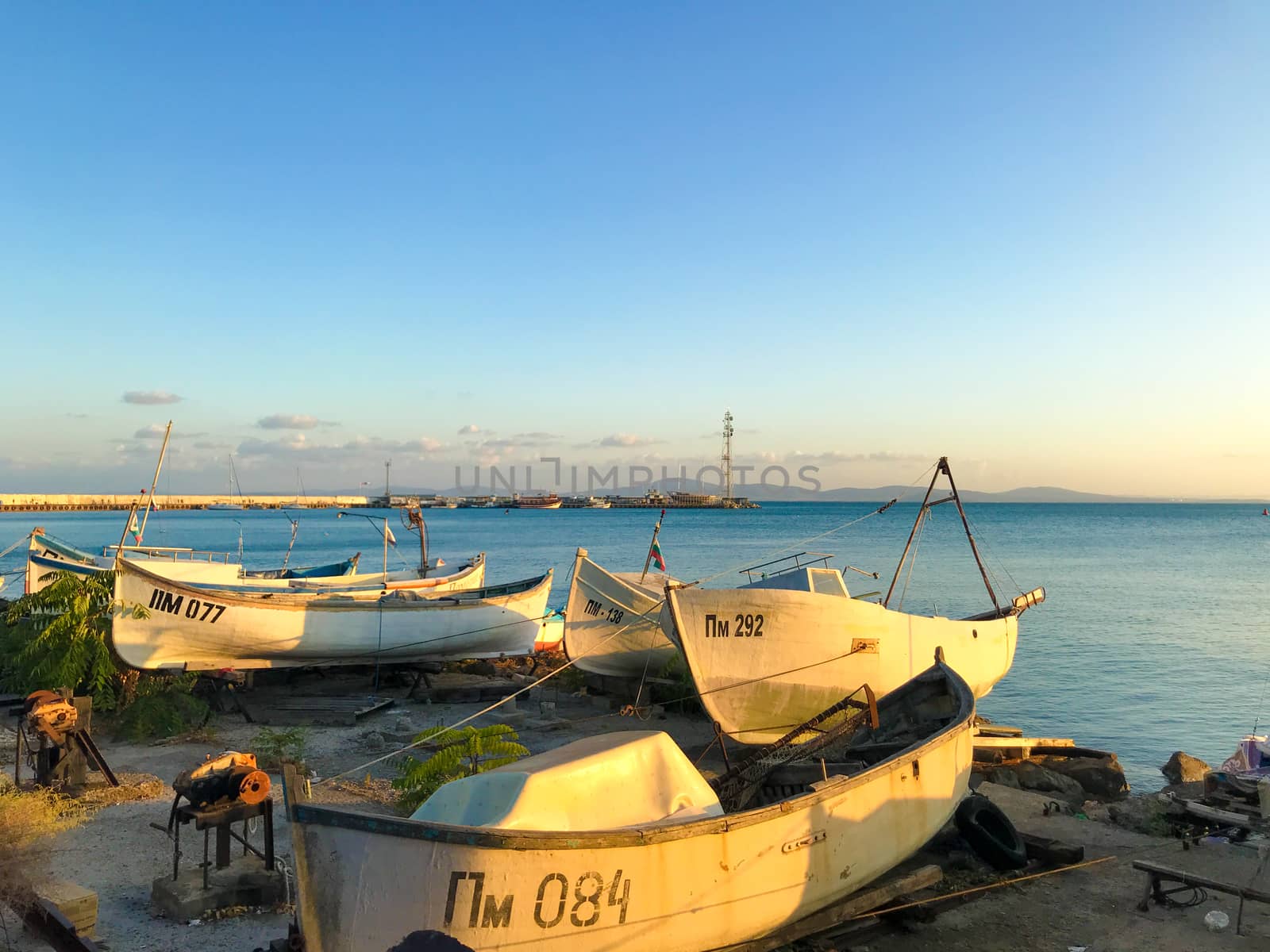 Pomorie, Bulgaria - September 01, 2019: Fishing Boats Stand At The Harbor.