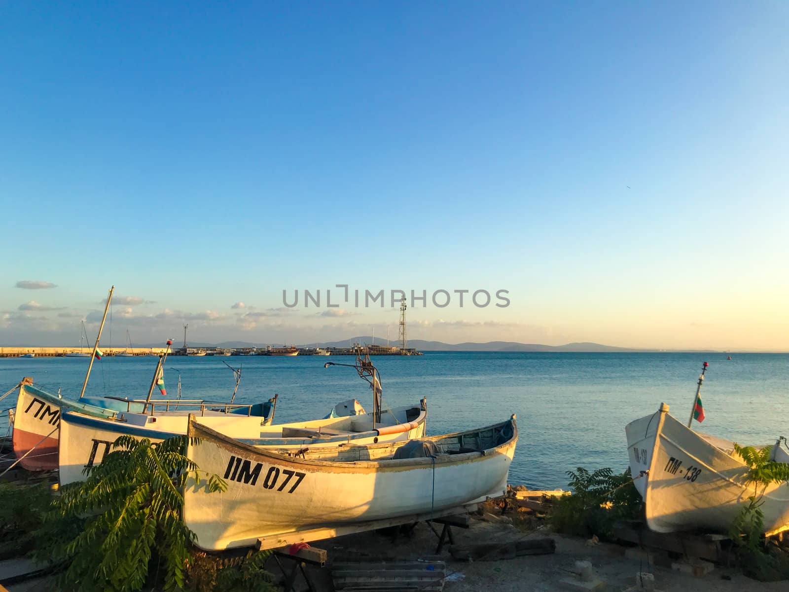 Pomorie, Bulgaria - September 01, 2019: Fishing Boats Stand At The Harbor.