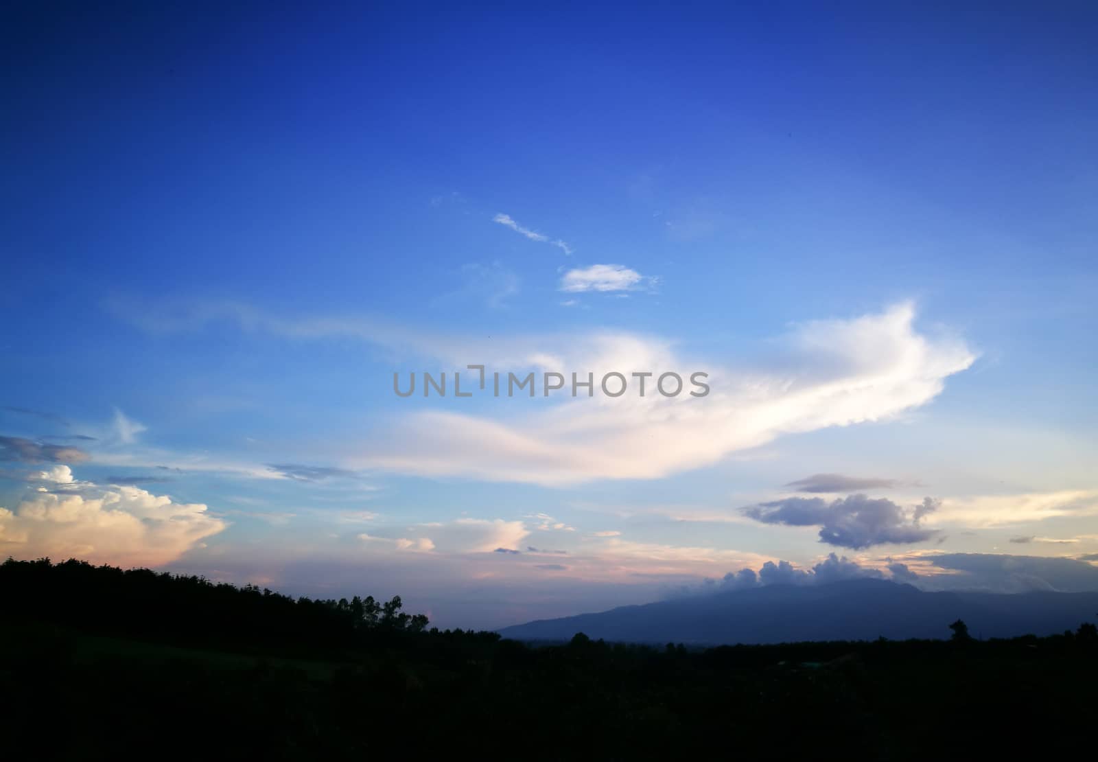 Blue sky with clouds, blue sky background. 
