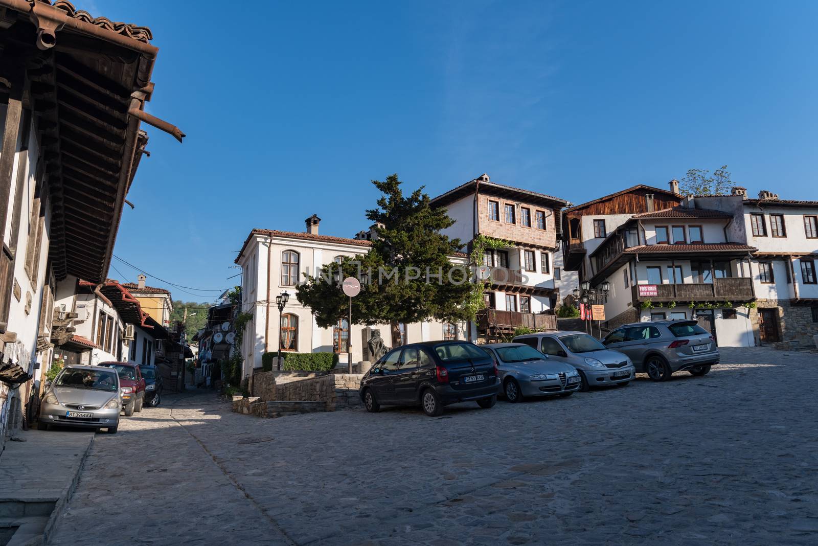 Veliko Tarnovo, Bulgaria - 8 may, 2019: Traditional houses city center of medieval town of Veliko Tarnovo