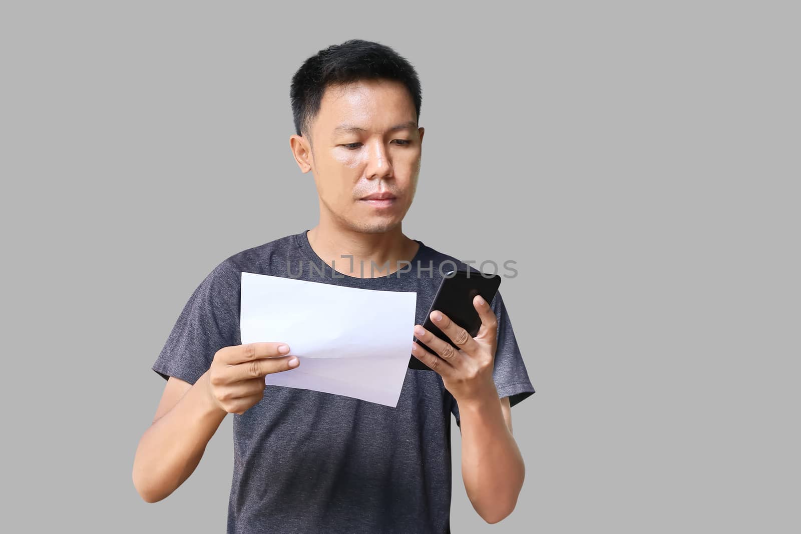 portrait of a man holding blank card by aekgasit