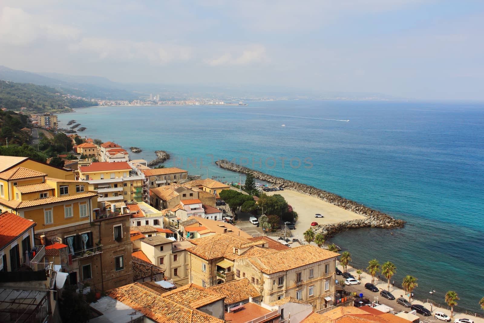 panoramic view of the beach and the town of Pizzo,Calabria