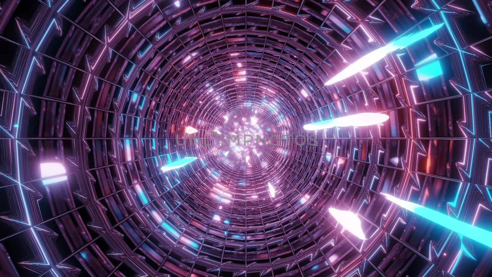abstract metal tunnel with colorful reflection 3d illustration background wallpaper by tunnelmotions