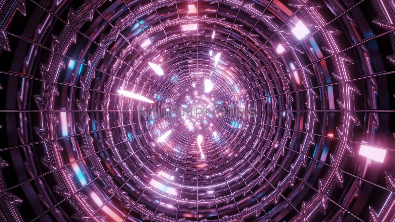 abstract metal tunnel with colorful reflection 3d illustration background wallpaper by tunnelmotions