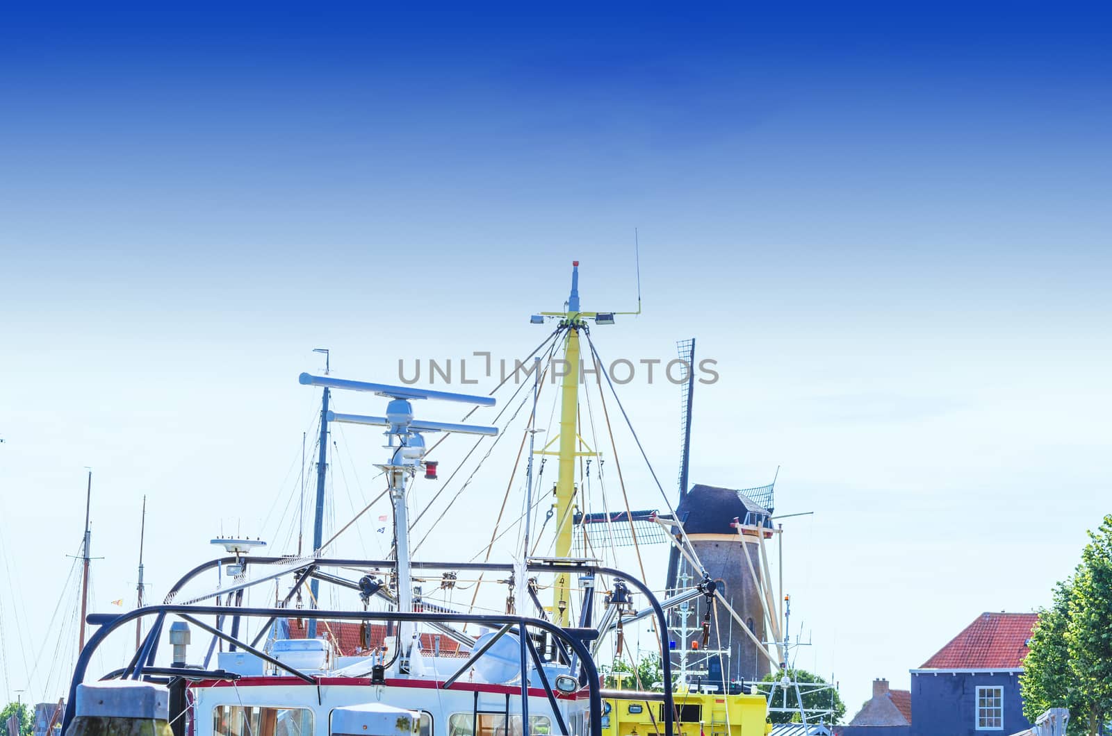 Netherlands, Holland old harbor in the center of the city Zierikzee 