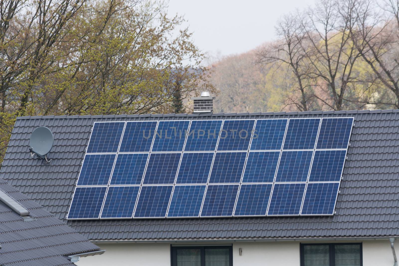 Close up of a row of photovoltaic solar panels