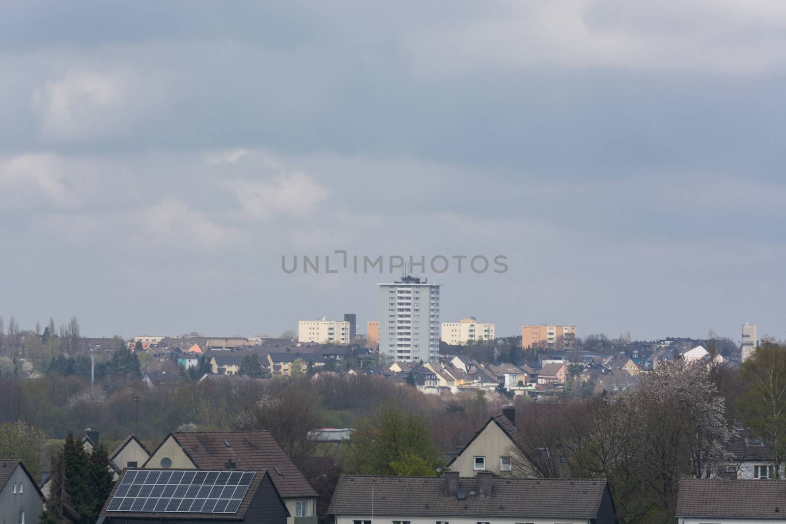 Panoramic shot, skyline of the city of Velbert
with sights