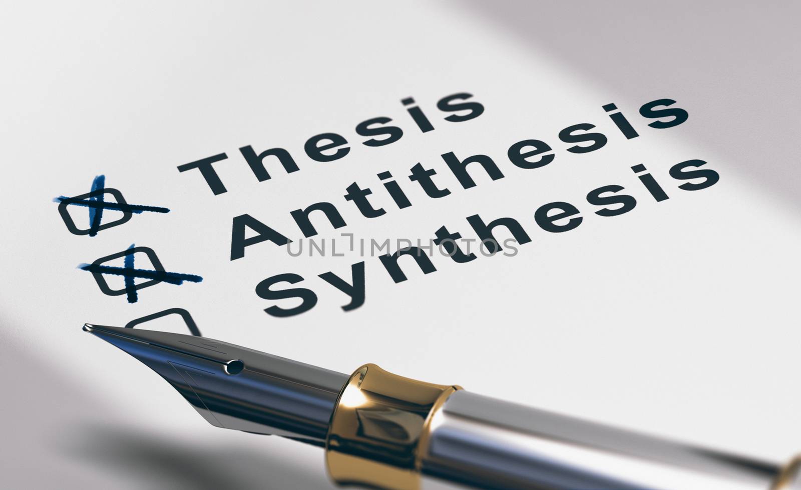 Dissertation or essay writing, thesis, antithesis and synthesis. by Olivier-Le-Moal