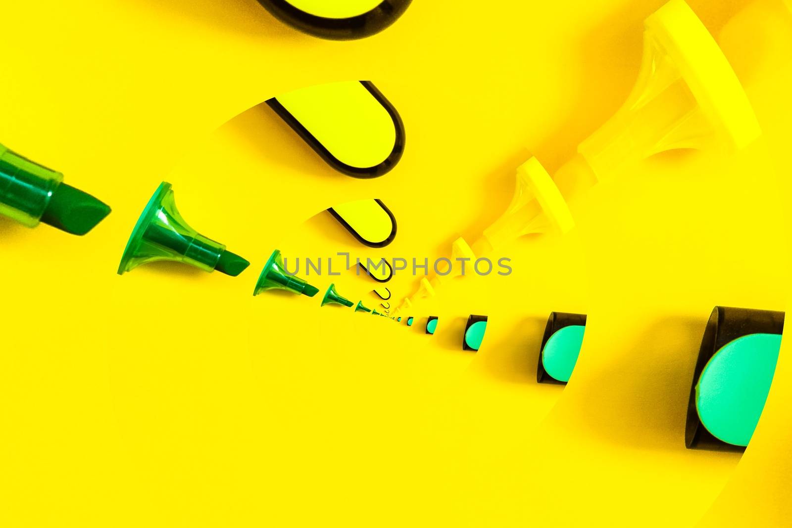 bright colored stationery twisted in a spiral