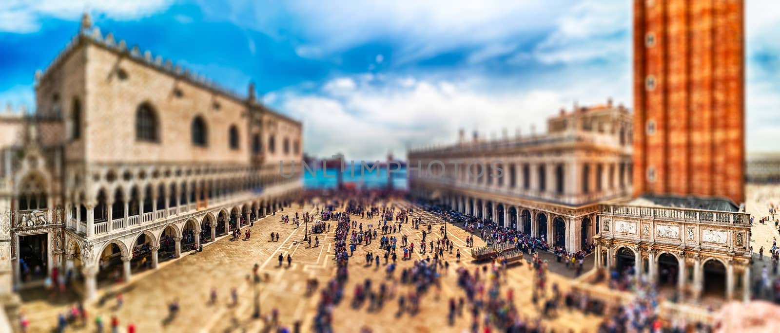 Panoramic aerial view of St. Mark's Square, Venice, Italy by marcorubino