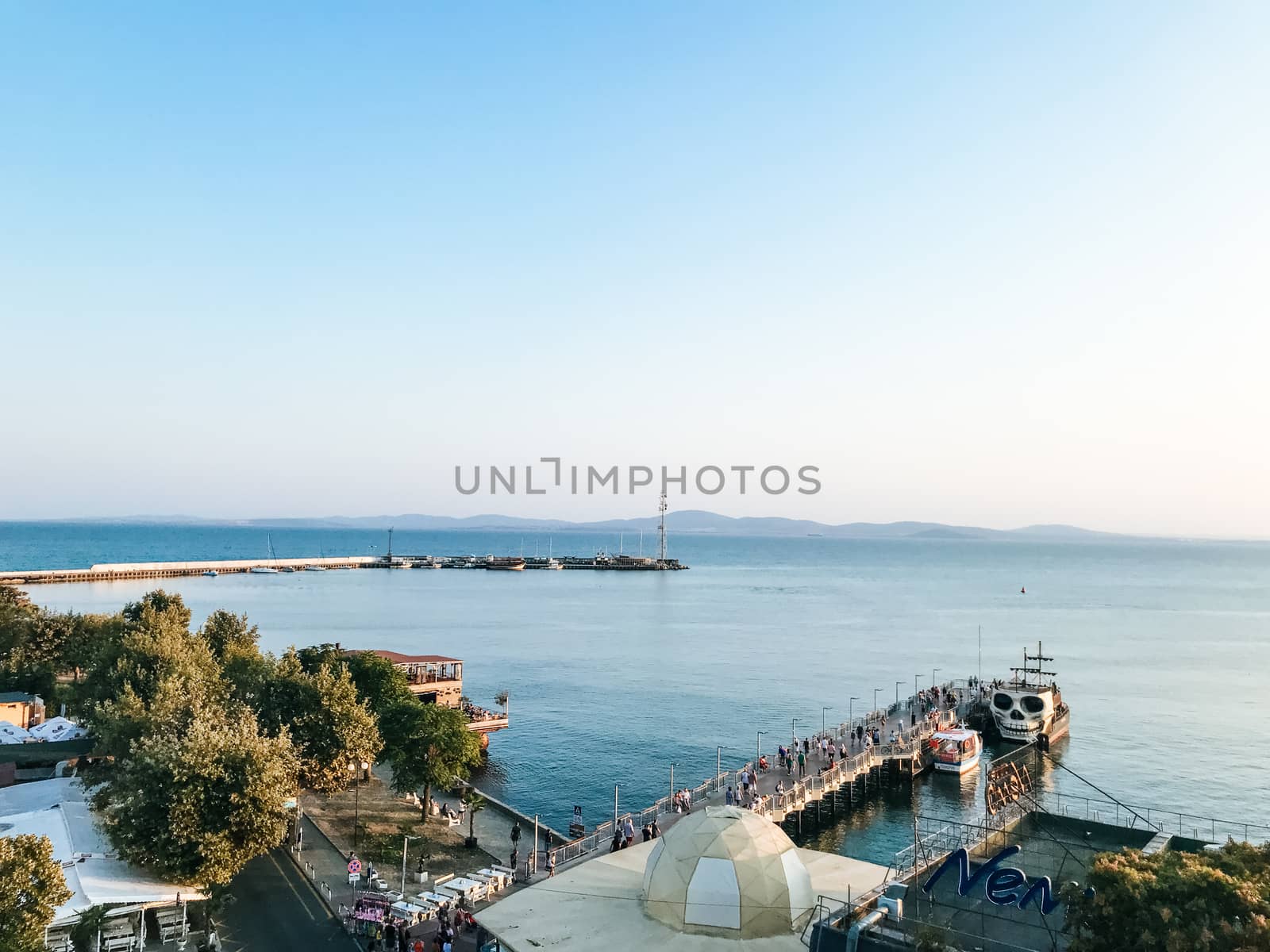Pomorie, Bulgaria - September 03, 2019: Pomorie Is A Town And Seaside Resort In Southeastern Bulgaria, Located On A Narrow Rocky Peninsula In Burgas Bay On The Southern Bulgarian Black Sea Coast.