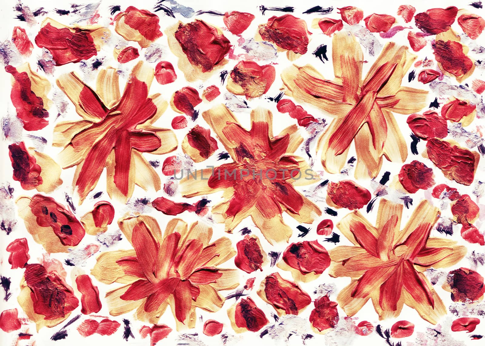 Rusty red autumn hand painted floral background. Flower decoration design for card, backdrop, covers, wallpaper