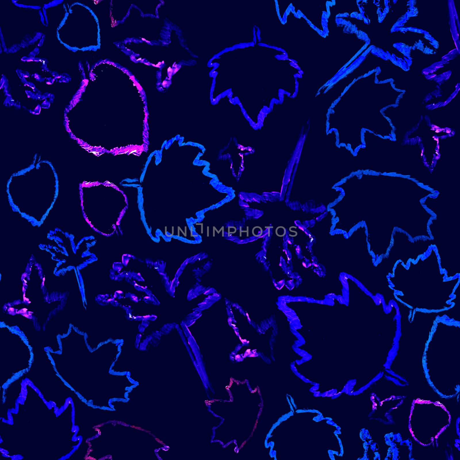 Seamless pattern with blue leaves silhouette. by Nata_Prando