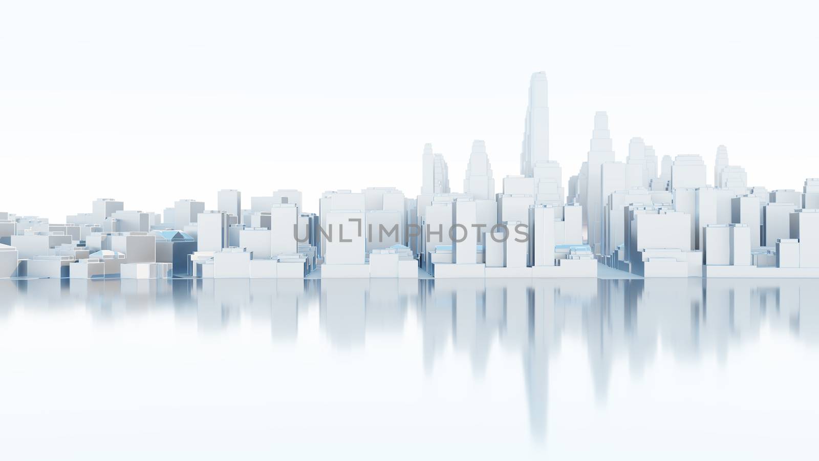 3d abstract modern city in sunny day. 3D illustration