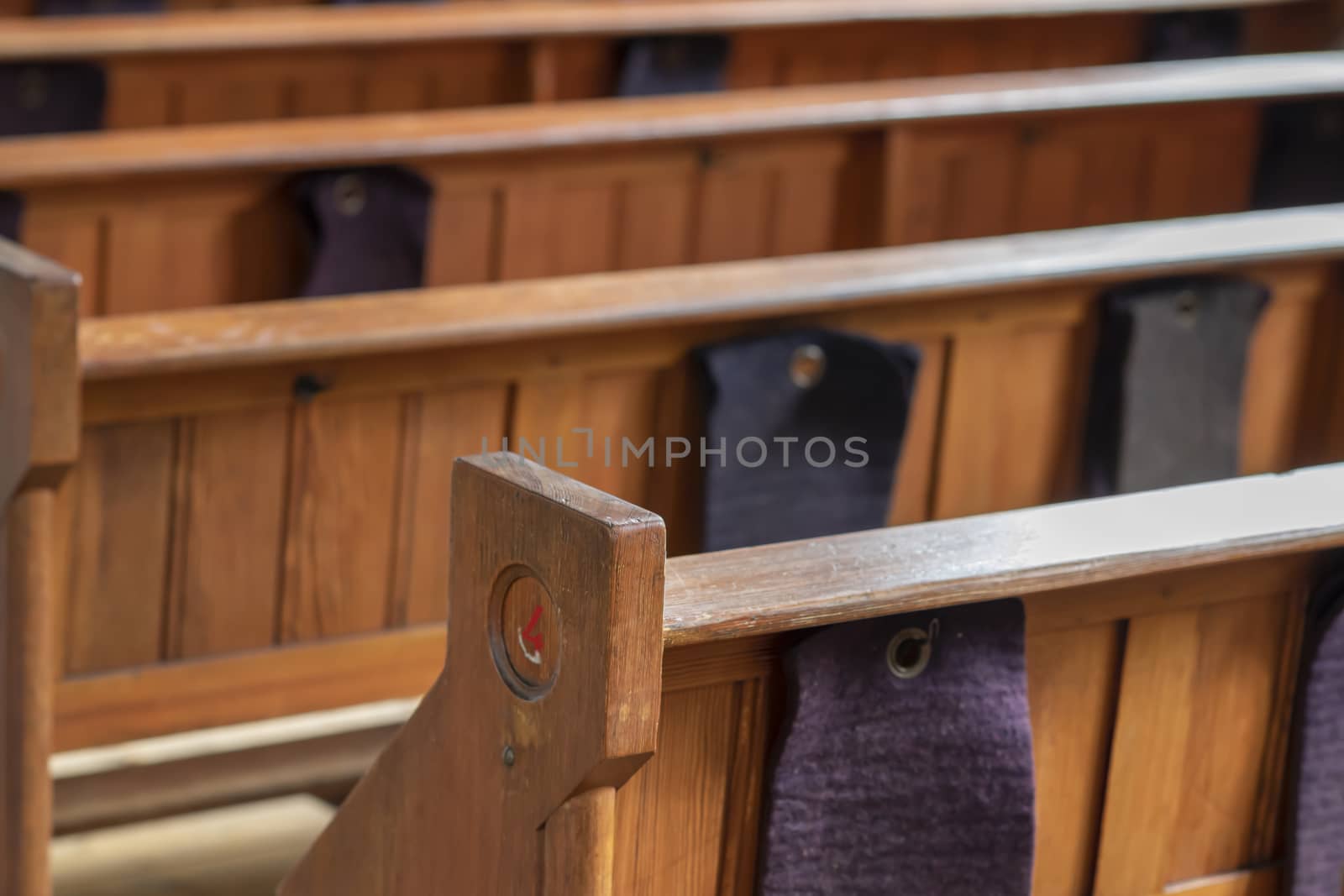 Pews in an old church in the Netherlands
