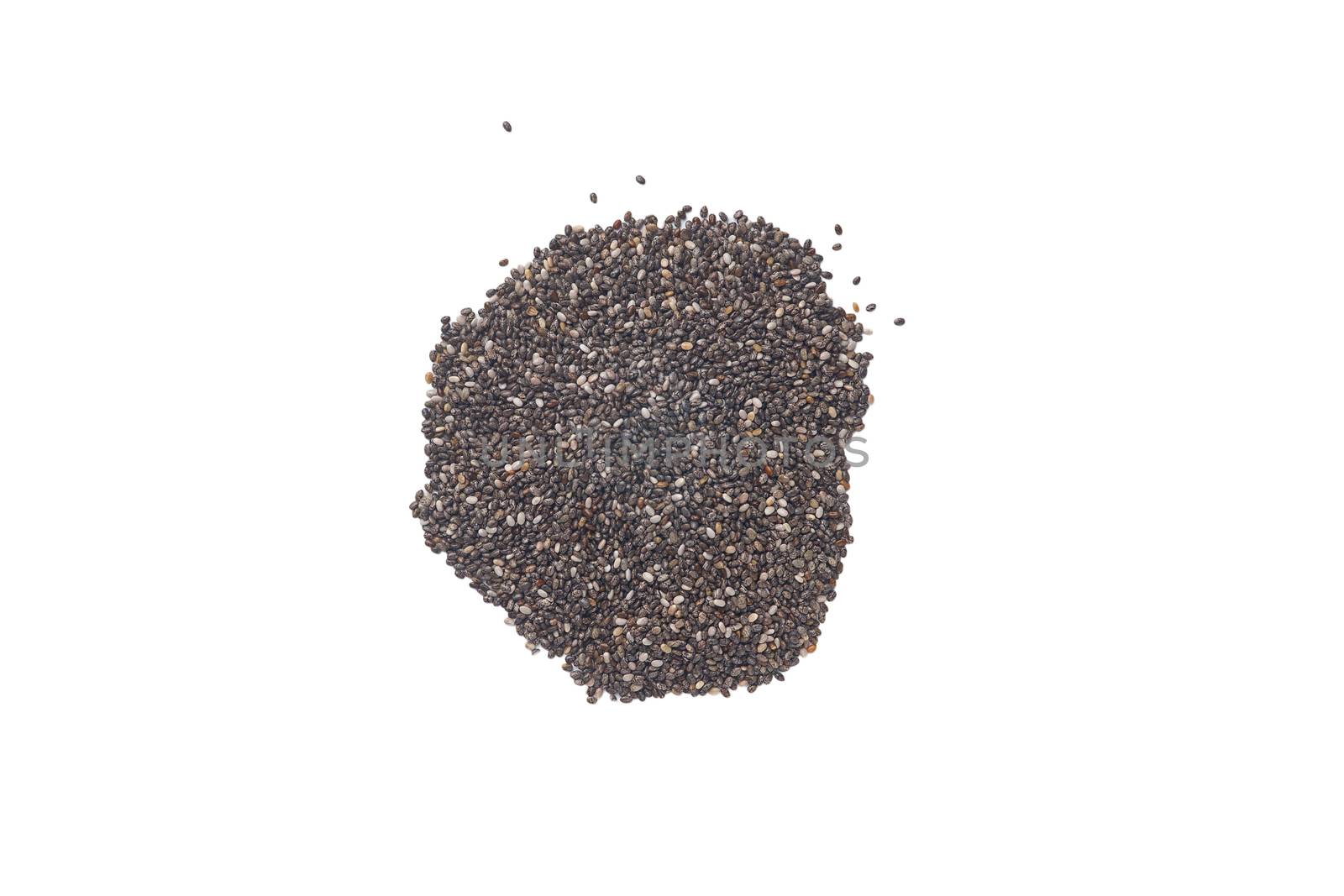 A bunch of chia seeds isolated on white background.  by alexsdriver