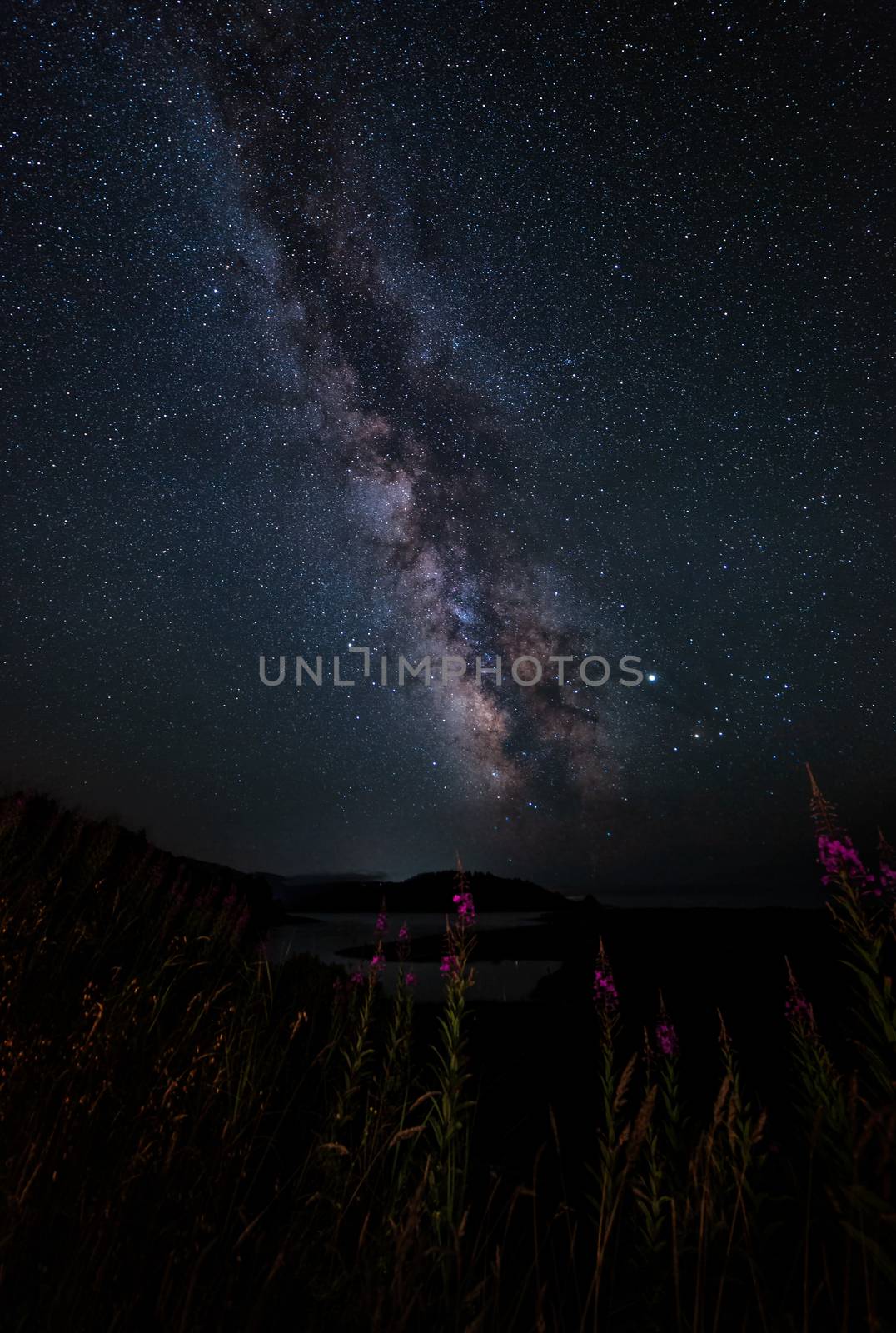 The Milky Way as Seen from Northern California, USA. Color Image.