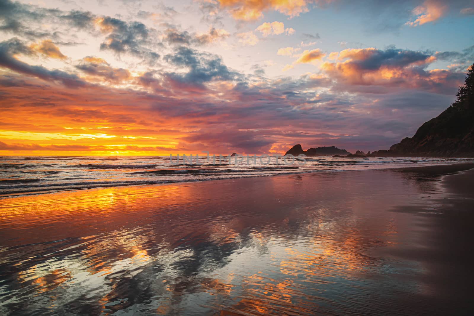 Dramatic Sunset at the Beach, Color Image by backyard_photography