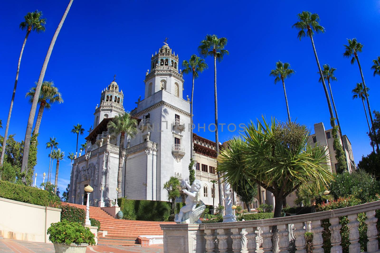 San Simeon, CA, USA - 21 October 2012: Randolph Hurst castle, the Disneyland of art at the hills of San Simeon. CA, USA