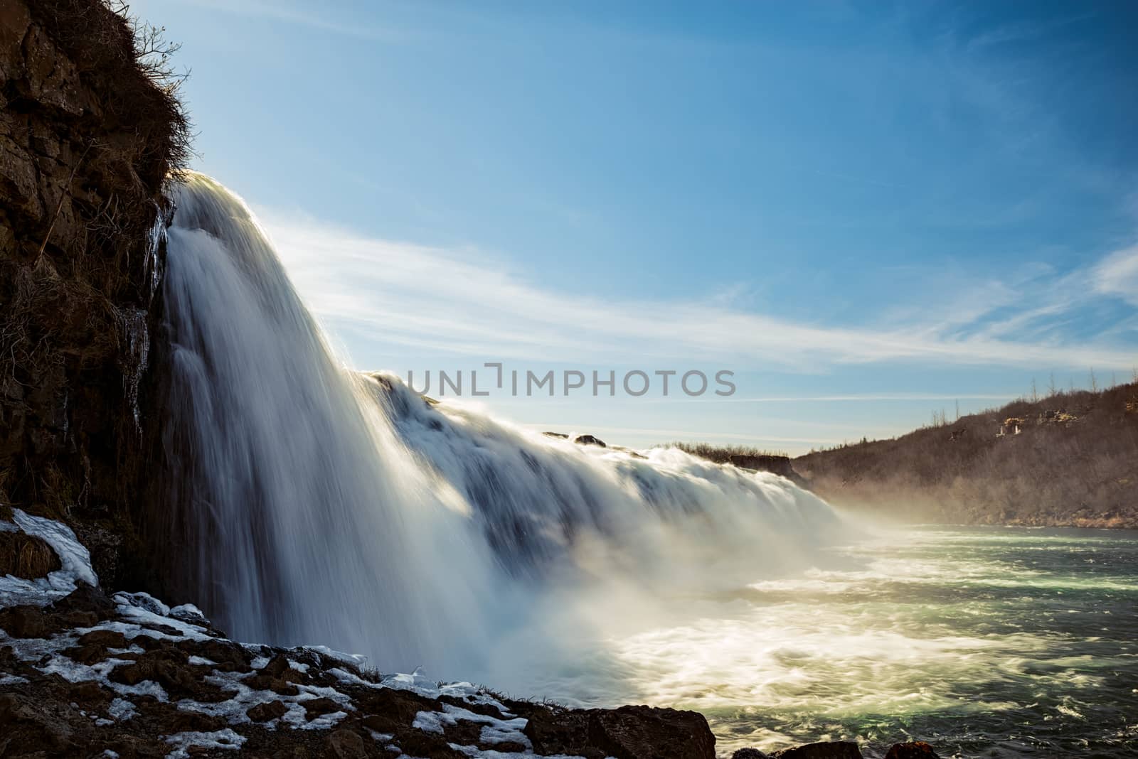 Faxafoss waterfall in a sunny day, Iceland