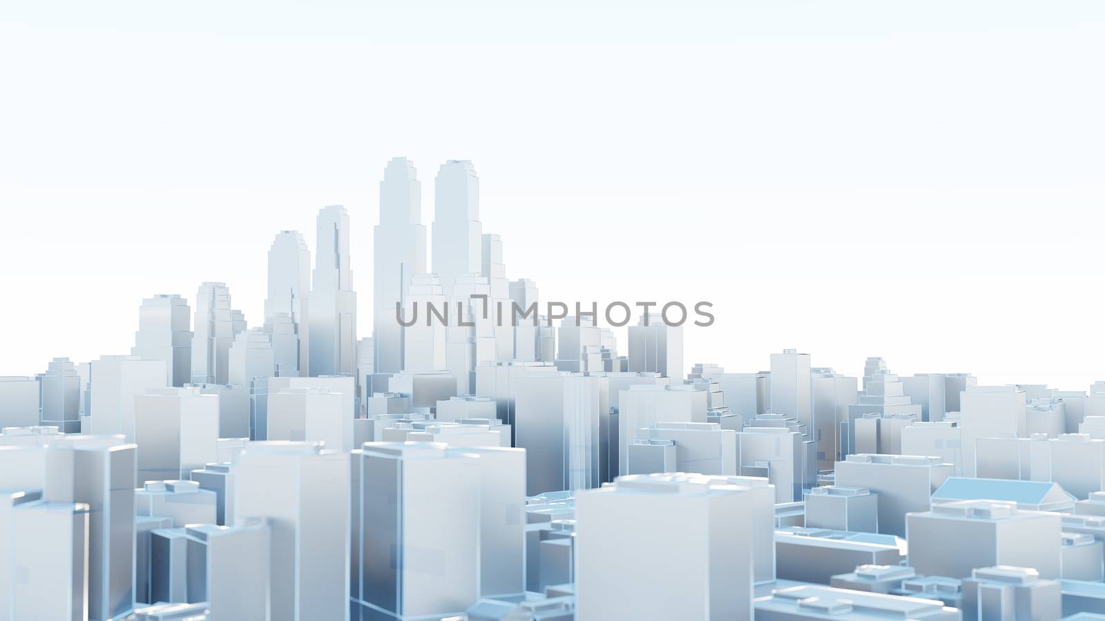 3d abstract modern city in sunny day. 3D illustration