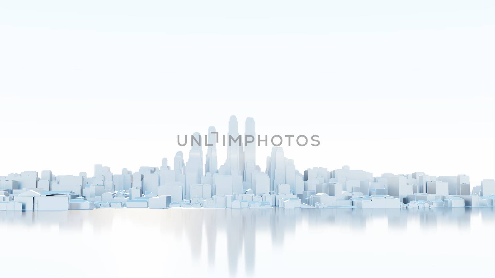 3d abstract modern city in sunny day. 3D illustration