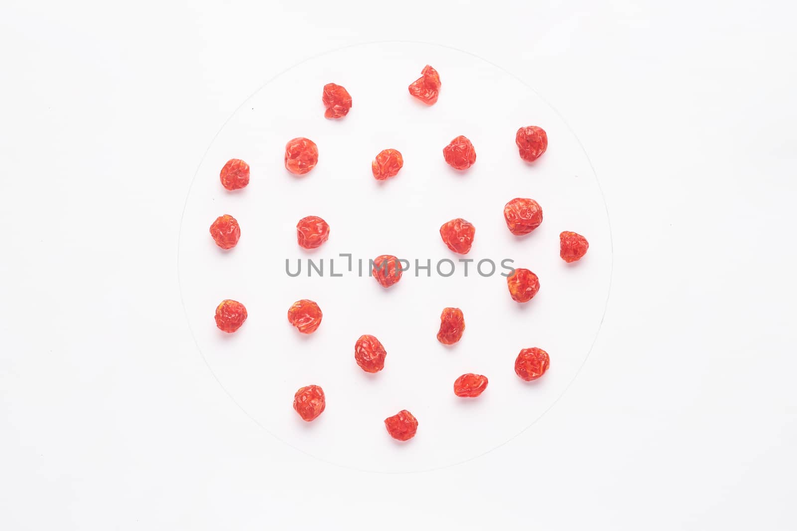 Candied cherries isolated on white backgroud. 