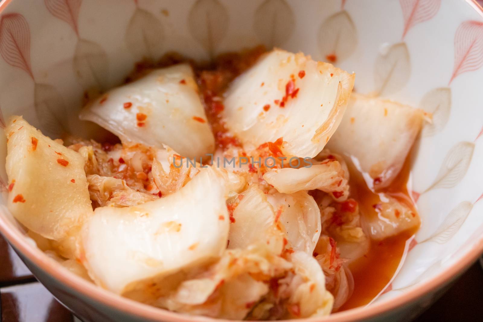Korean spicy kimchi in a bowl