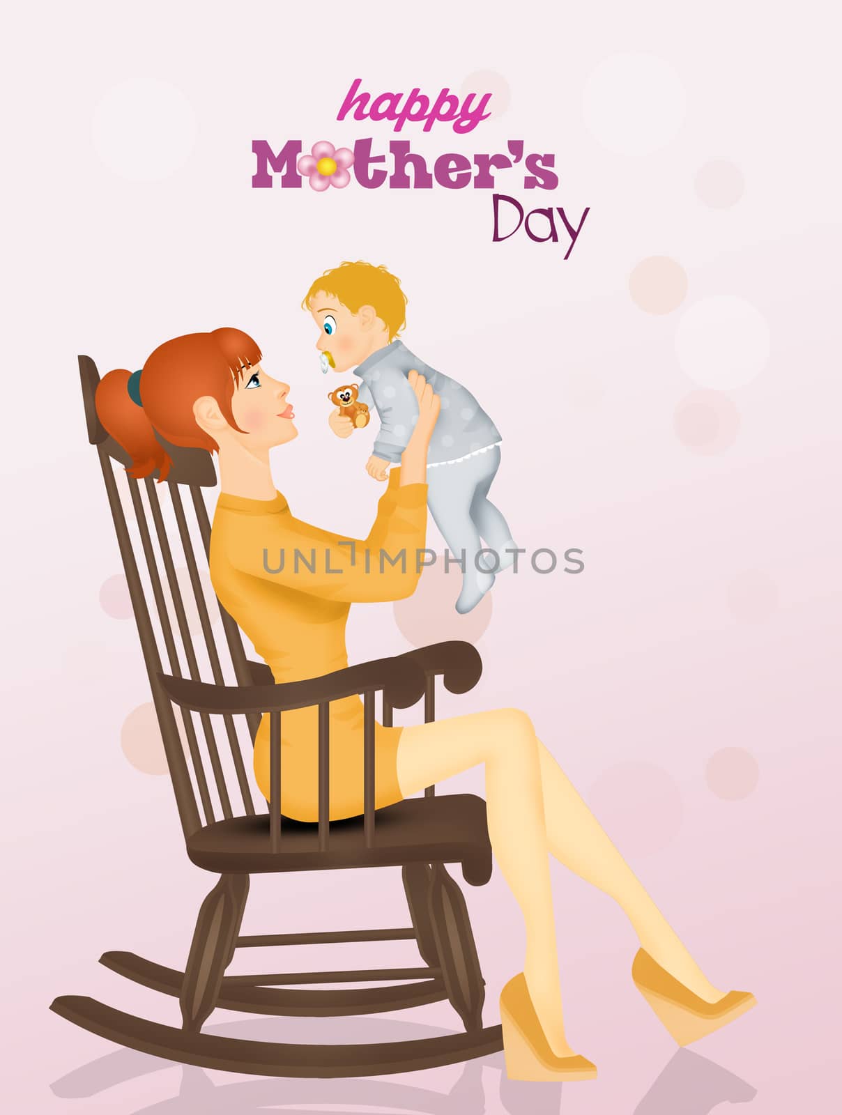 illustration of mothers day postcard