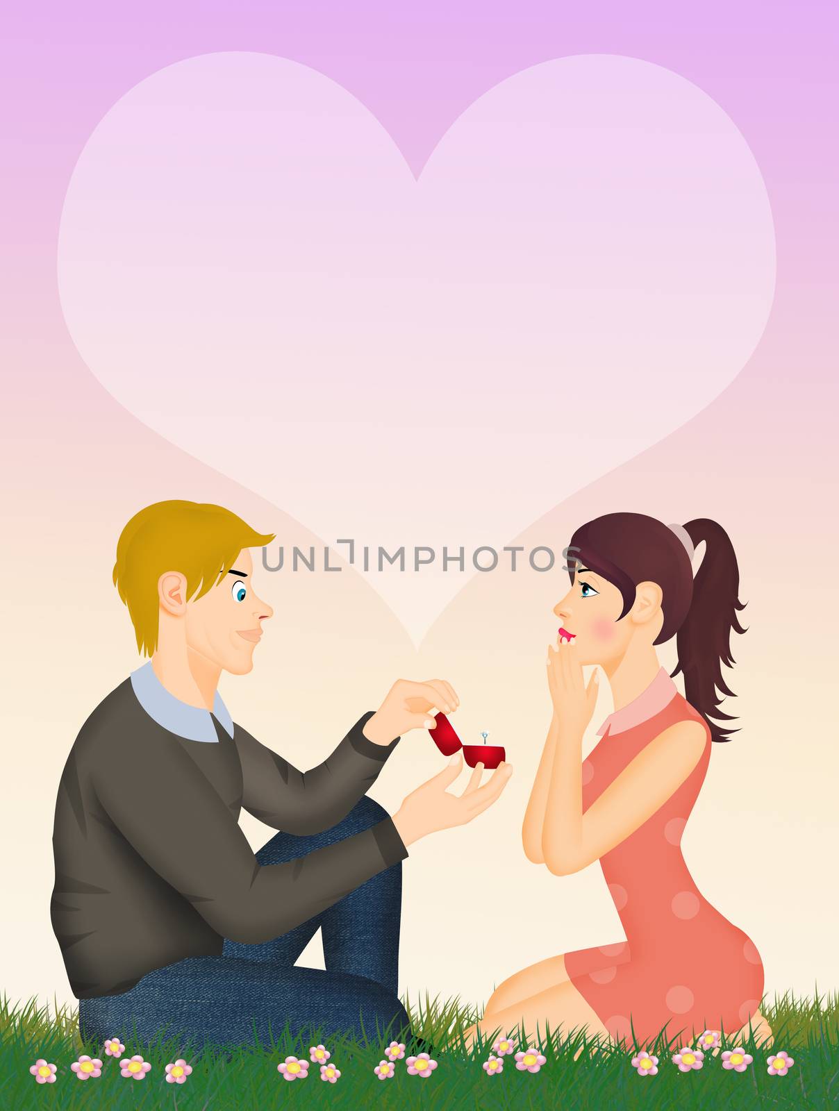 illustration of man with engagement ring