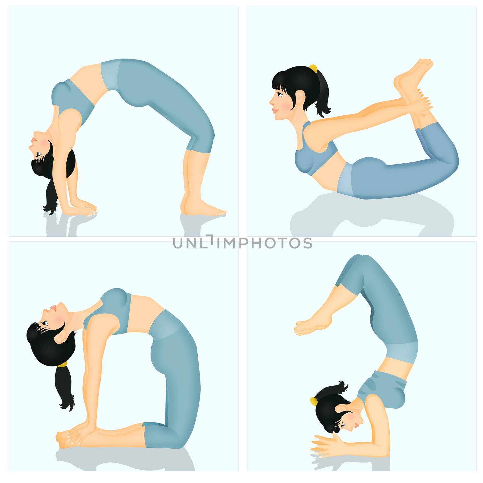 illustration of girl yoga poses