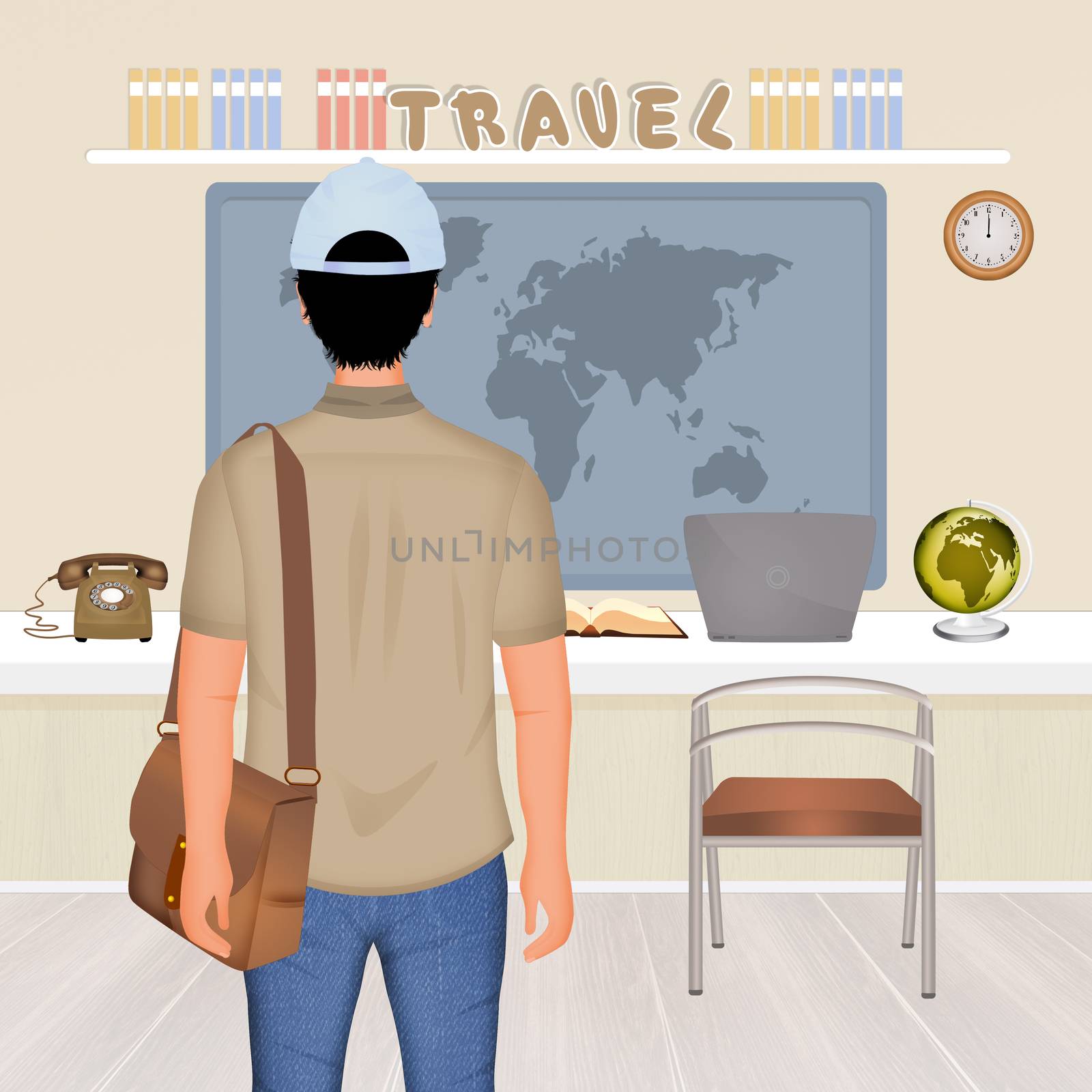 traveling man in the travel agency by adrenalina