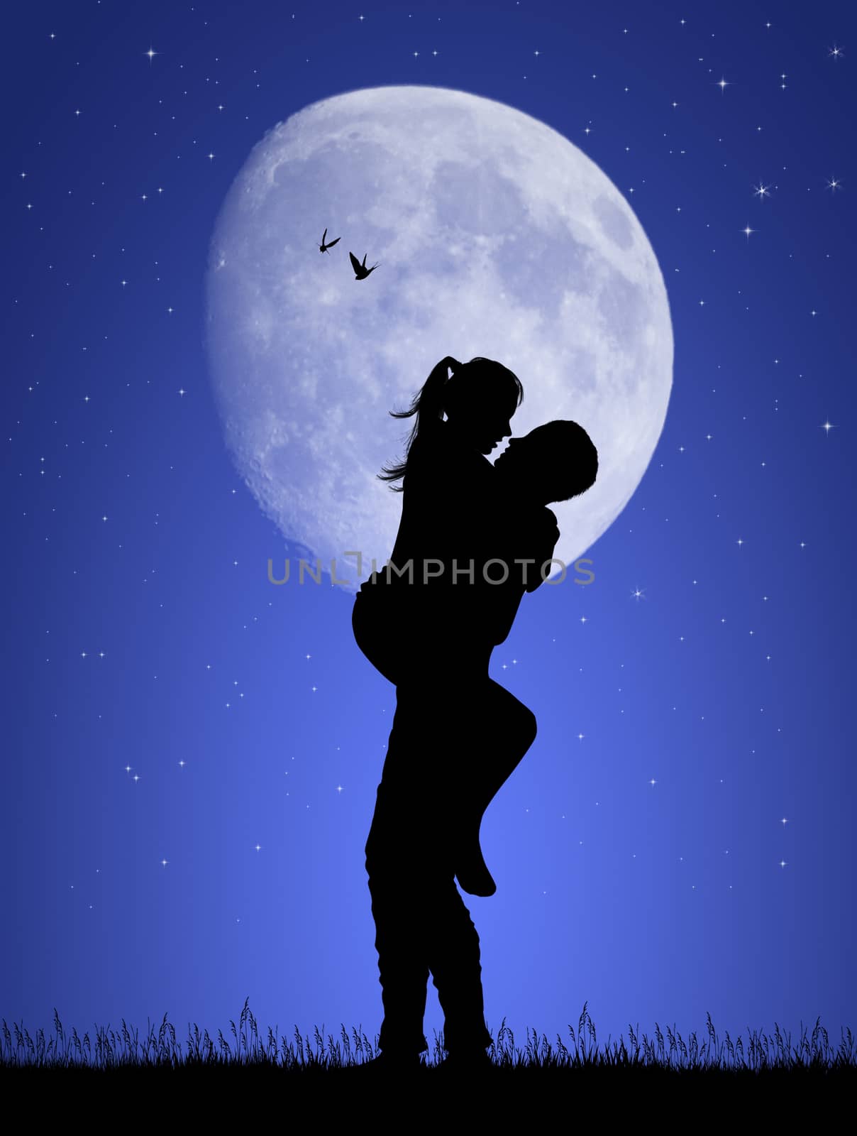 boyfriends kissing in the moonlight by adrenalina