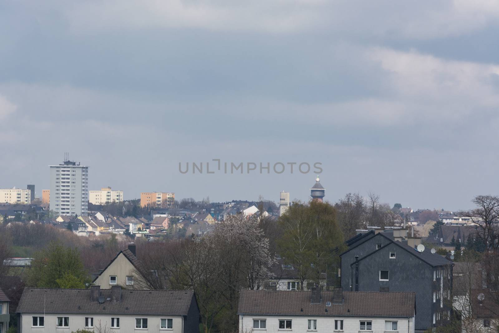 Panoramic shot, skyline of the city of Velbert
with sights