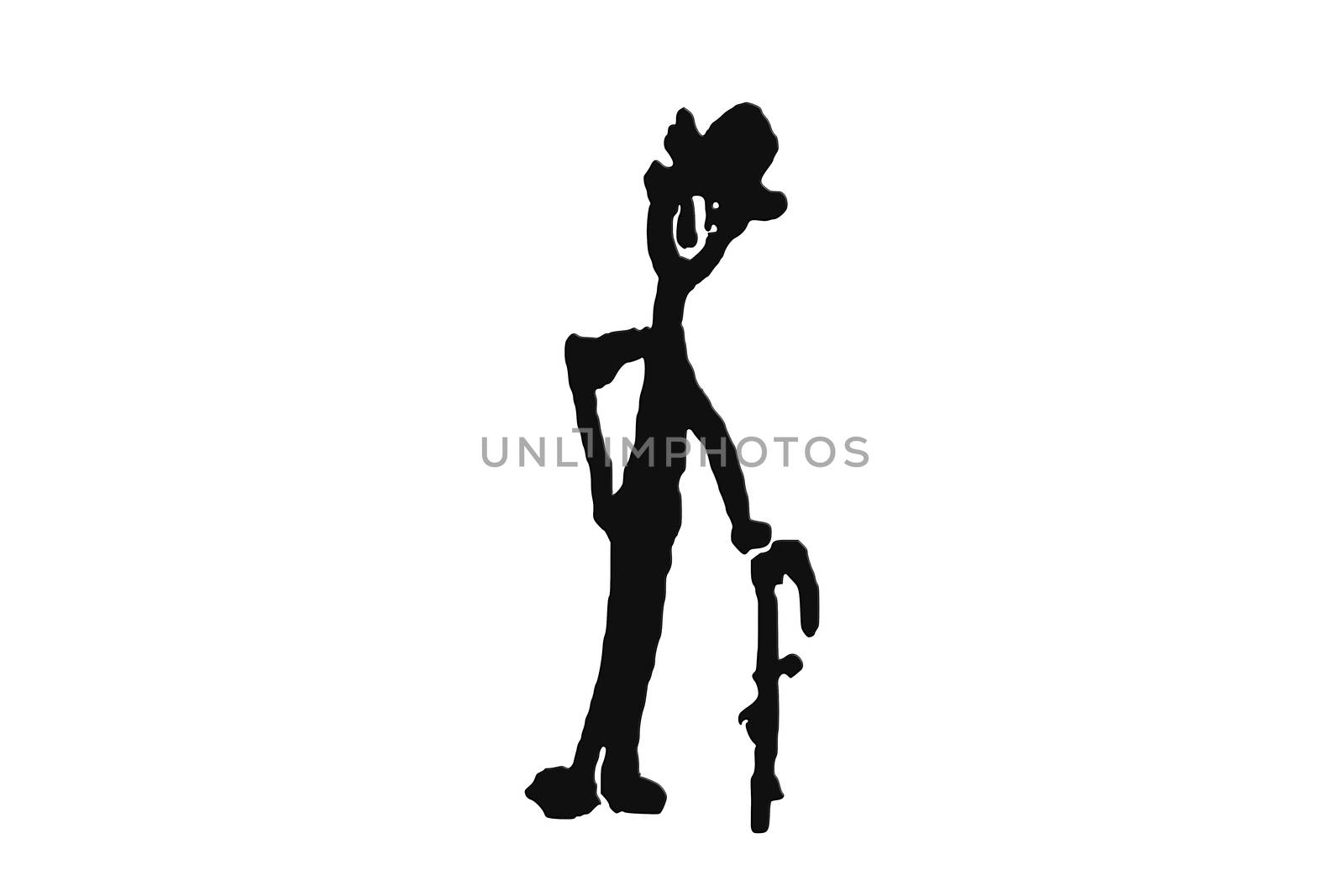 Drawn figure reduced to the essentials against white background with copy space.
