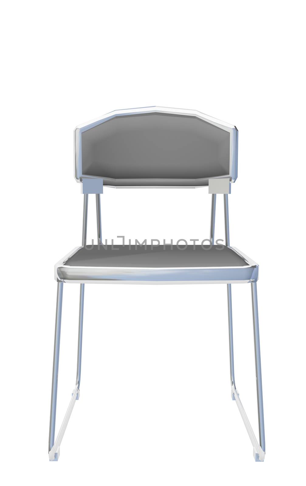 Modern simple grey metallic chair, isolated against a white background. by Morphart