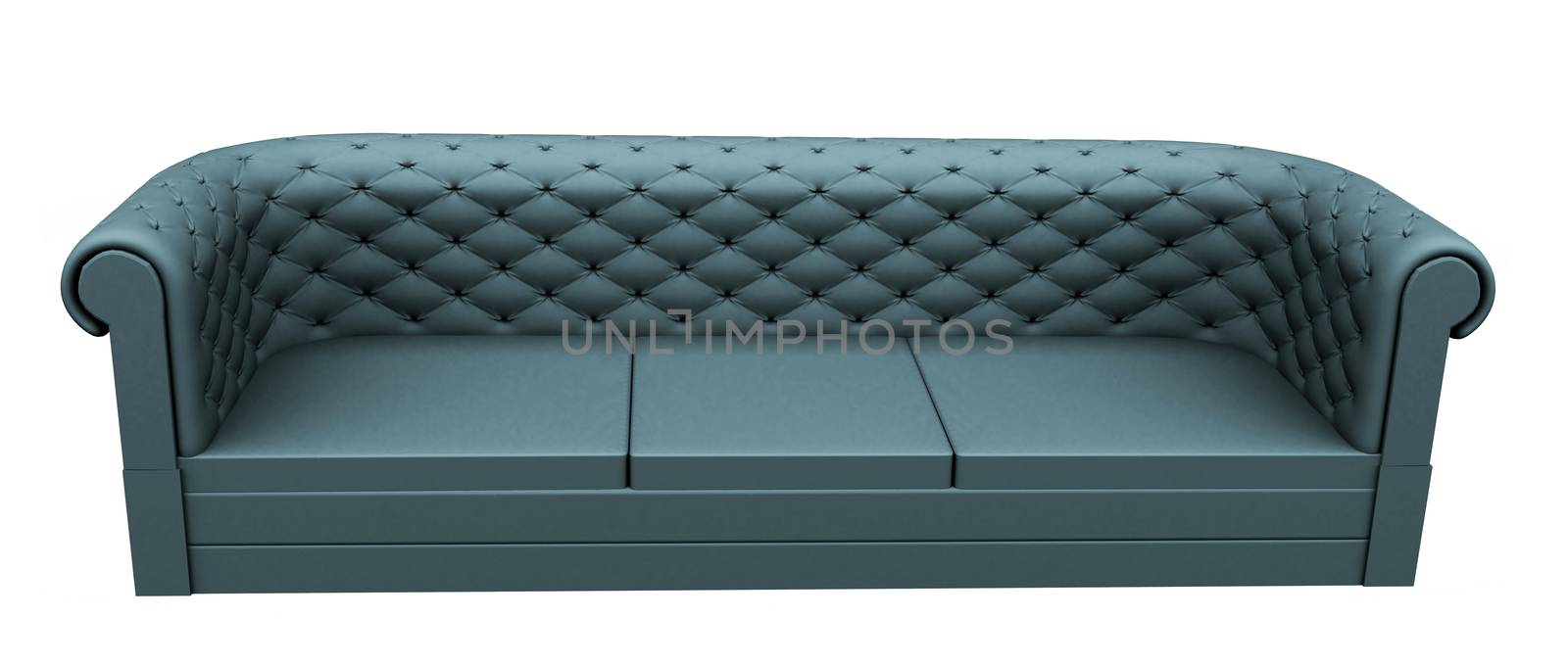 Turquoise three place leather or fabric sofa by Morphart