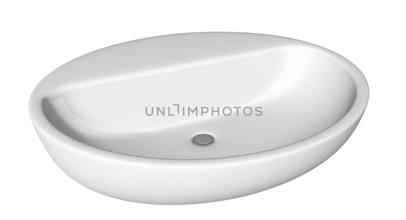 Egg-shapped and shallow washbasin or sink, isolated against a white background. by Morphart