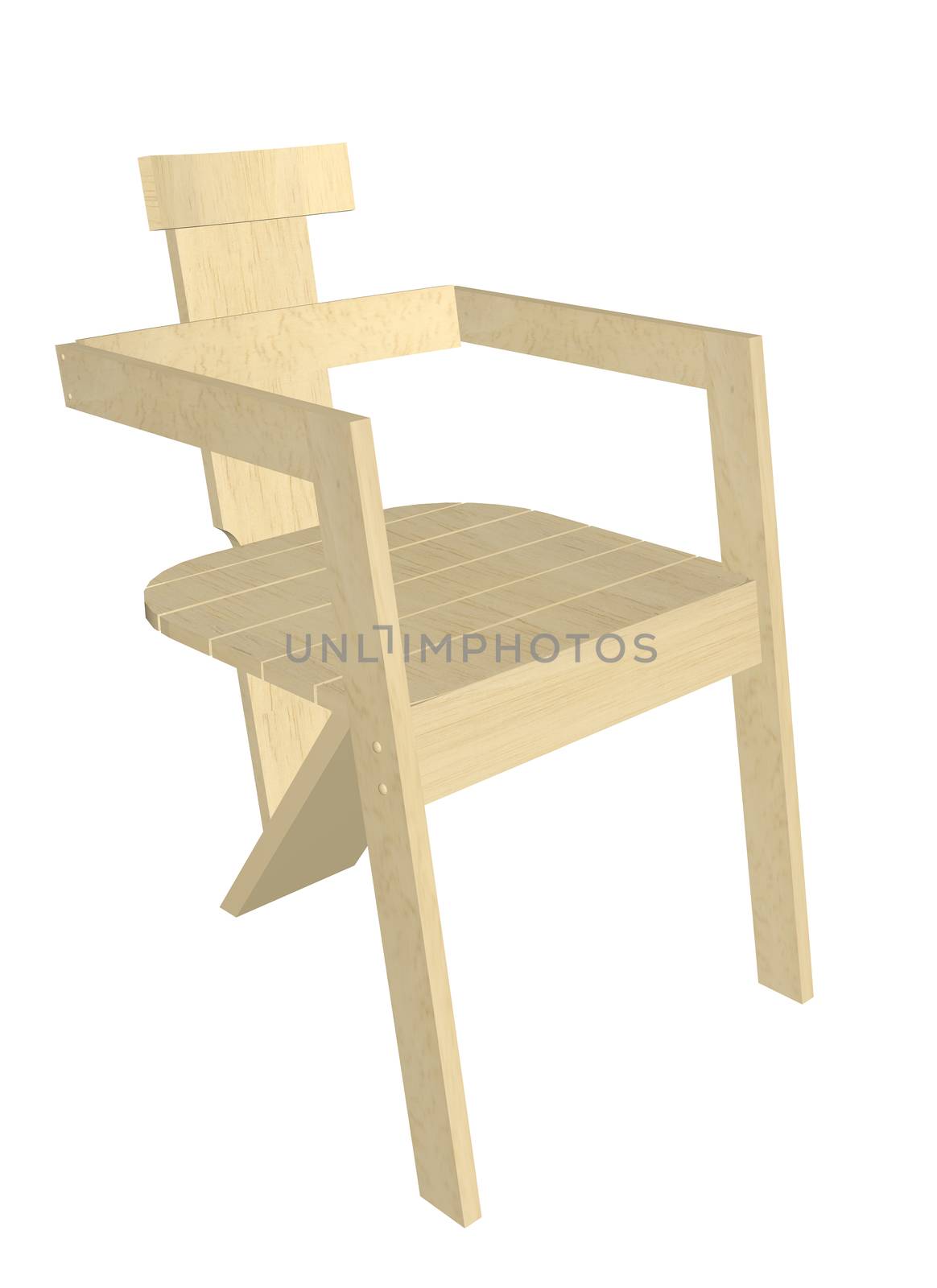 Wooden chair, 3D illustration by Morphart