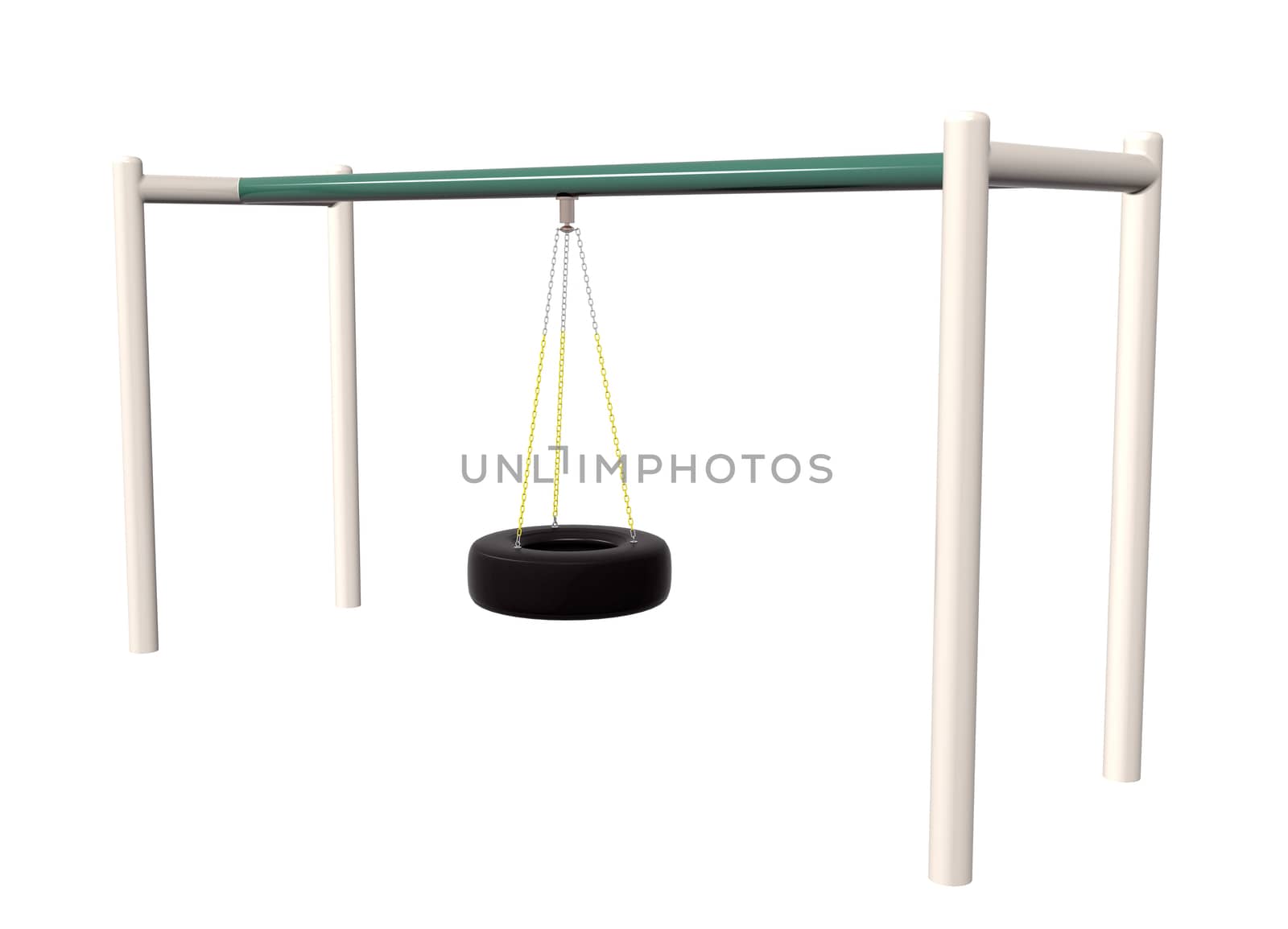 Tire swing, 3D illustration by Morphart