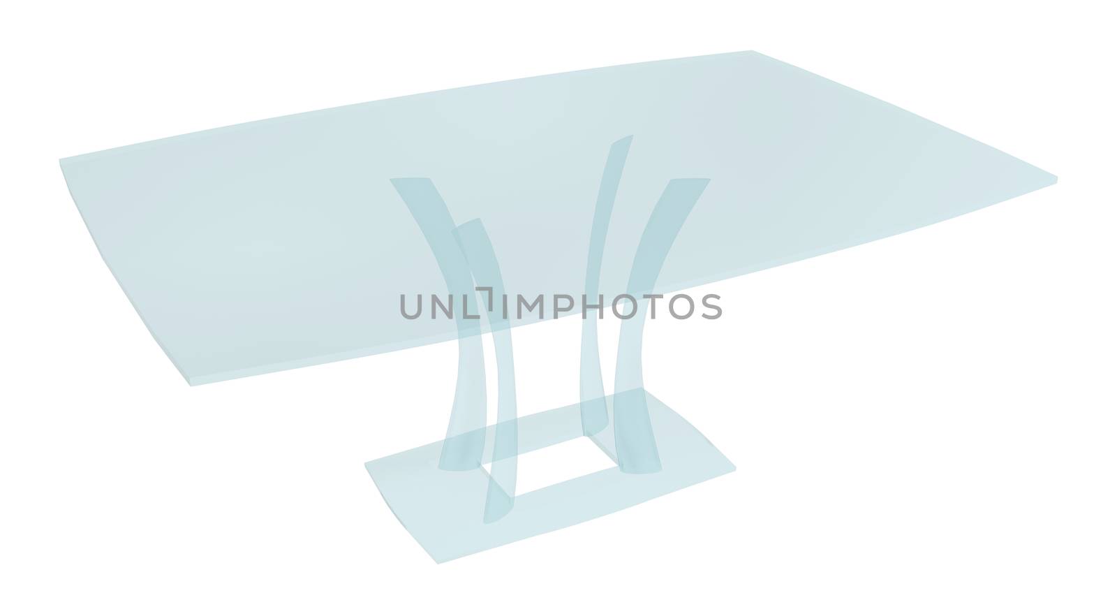Tinted all-glass rectangular coffee table, 3D illustration by Morphart