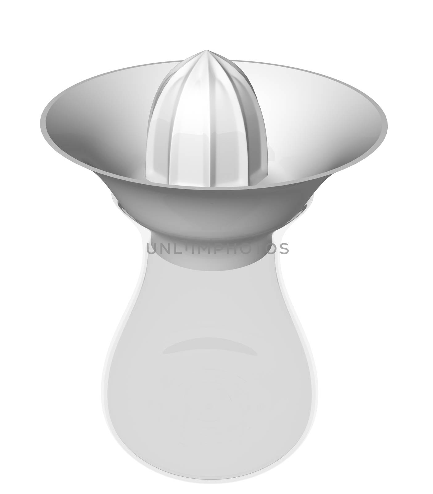 Juicer with glass jar, 3D illustration, isolated against a white background