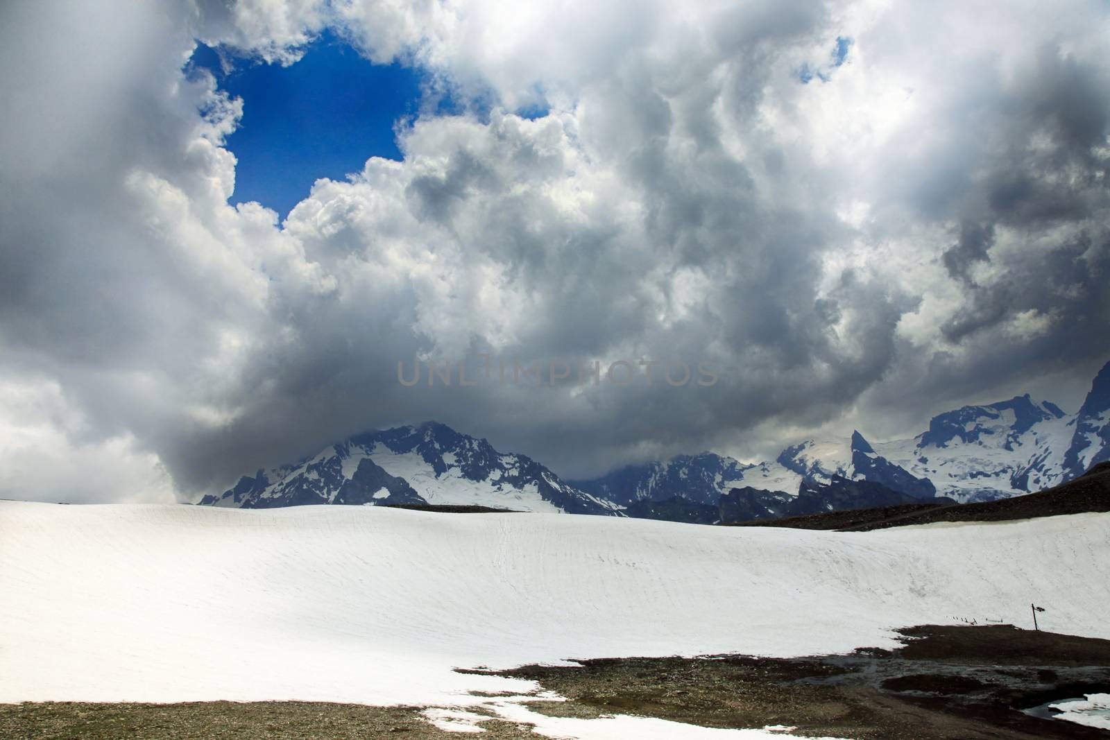 Panorama of mountains scene with dramatic blue sky in national p by friday